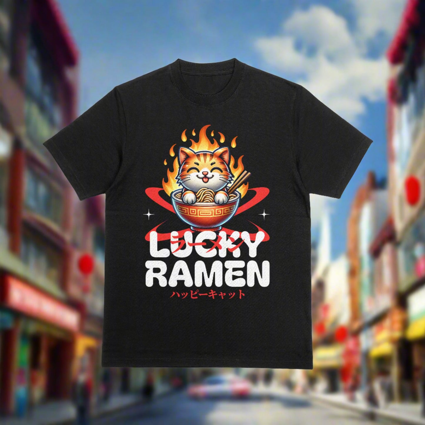 Lucky Ramen on Black Tee